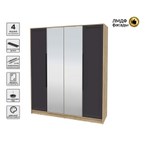 Шкаф распашной Тренд КТ-Ш4 (з) (Дуб золотой ЛДСП/ Пепел ЛМДФ) Ш1800 В2128 Г547